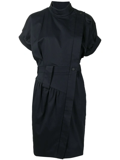 Pre-owned Louis Vuitton Off-centre Fastening Knee-length Dress In Blue