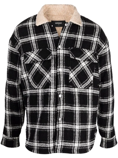 Represent Press-stud Checked Shirt Jacket In Black