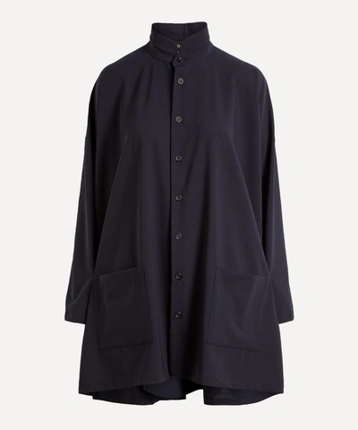 Eskandar A-line Shirt Jacket In Navy