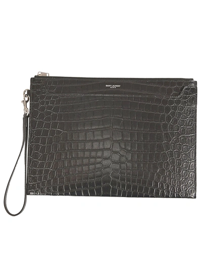 Saint Laurent Textured Ipad Case In Black