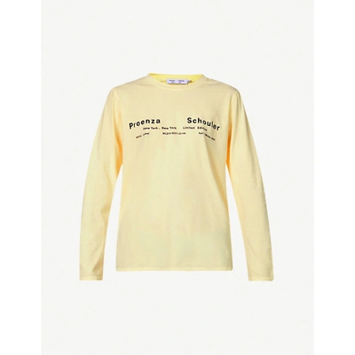 Proenza Schouler White Label Womens Pale Yell Logo-print Long-sleeved Stretch-cotton Top S