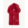 Raf Simons Womens Red Logo-patch Mohair-blend Scarf 1 Size In Red