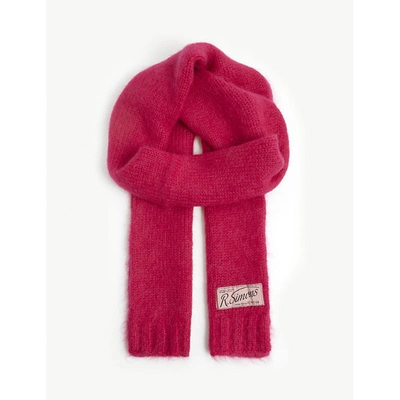 Raf Simons Womens Pink Logo-patch Mohair-blend Scarf 1 Size In Pink
