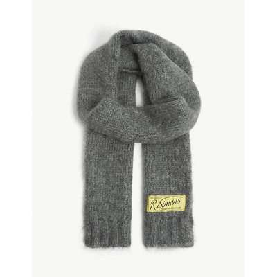 Raf Simons Womens Grey Logo-patch Mohair-blend Scarf 1 Size In Grey