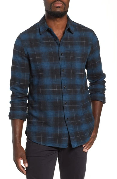 Ag Colton Plaid Slim Fit Sport Shirt In Black/deep Abyss