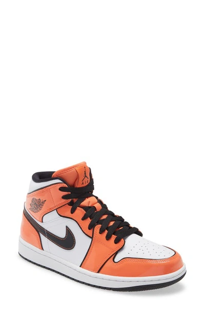 Jordan 1 Mid Se Basketball Shoe In Turf Orange/ Black/ White