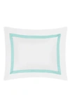 Matouk Lowell Stripe Border Boudoir Sham In Lagoon