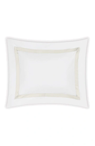 Matouk Lowell Stripe Border Boudoir Sham In Khaki