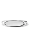 Georg Jensen Cobra Removable Leather Inlawy Stainless Steel Handle Serving Tray In Silver
