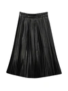 Mm6 Maison Margiela Faux Leather Long Pleated Skirt In Nero