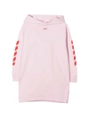 OFF-WHITE PINK DRESS WITH HOOD AND RED PRINT,OGDB002F21FLE001 3025