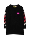 Off-white Arrows Brushed Knitted Dress In Nero/fucsia