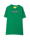 OFF-WHITE GREEN T-SHIRT WITH PRINT,OGAA001F21JER008 5532