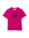 OFF-WHITE FUXIA T-SHIRT WITH BLACK PRINT,OGAA001F21JER003 3210