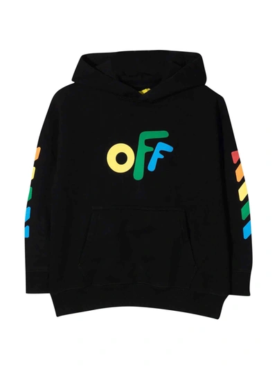 Off-white Kids' Black Sweatshirt With Multicolor Print