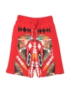 Marcelo Burlon County Of Milan Red Bermuda Shorts With Multicolr Print In Multicolor