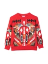 MARCELO BURLON COUNTY OF MILAN RED SWEATSHIRT WITH MULTICOLOR PRINT,CBBA001F21FLE007 2584