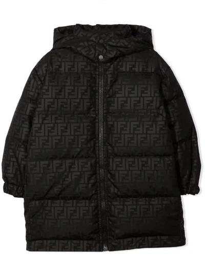 Fendi Kids' Black Lightweight Jacket With Hood