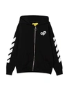 OFF-WHITE BLACK SWEATSHIRT WITH HOOD AND WHITE PRINT,OBBE001F21FLE001 1001