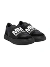 MM6 MAISON MARGIELA BLACK SNEAKERS WITH FRONTAL LOGO PRESS AND ROUND TIP MOSCHINO KIDS,68973 1