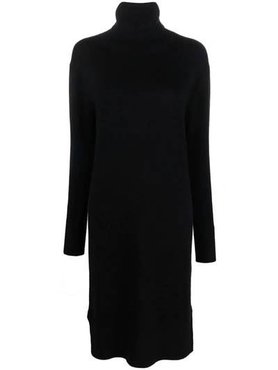 Joseph Relaxed-fit Roll-neck Cashmere Midi Dress In Black