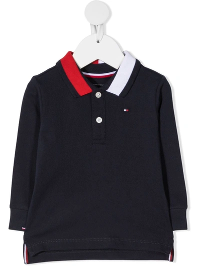 Tommy Hilfiger Junior Babies' Long-sleeved Polo Shirt In Blue