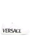 VERSACE GRECA LOGO-PRINT LACE-UP TRAINERS