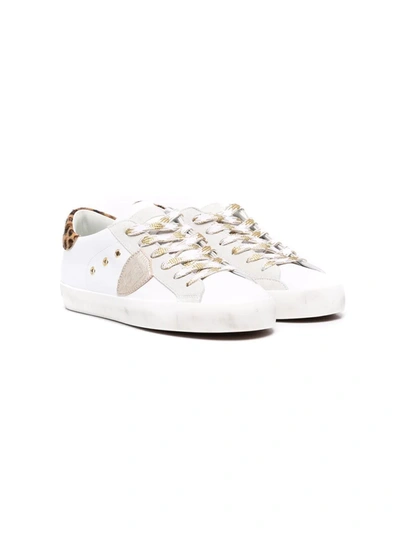 Philippe Model Kids' Leopard Trim Trainers In White