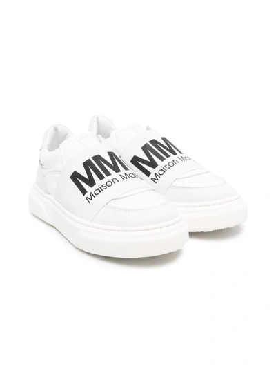 Mm6 Maison Margiela Teen Logo-print Slip-on Sneakers In White