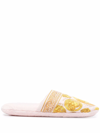Versace Medusa Amplified Slippers In Pink ,gold