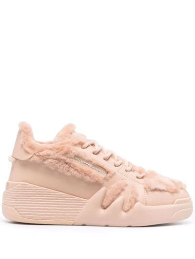 Giuseppe Zanotti Shearling-trim High-top Sneakers In Pink