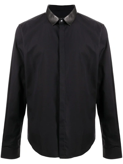 Gucci Faux-leather Collar Shirt In Blue