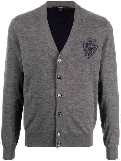 Gucci Crest Print Cardigan In Grey