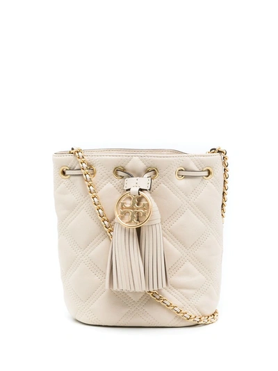 Tory Burch Mini Fleming Soft Quilted Leather Bucket Bag In New Cream