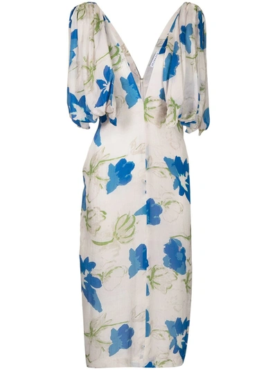 Rejina Pyo Floral-print Sleeveless Dress In Blue