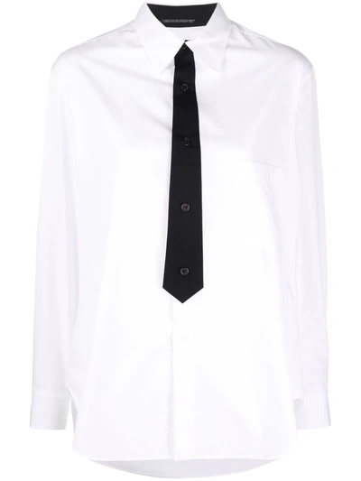 Yohji Yamamoto Tie-detail Cotton Shirt In White