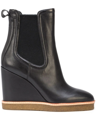 Veronica Beard Wedge-heel Boots In Black