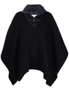 Chloé Quilted Shell-paneled Wool-blend Poncho In Black
