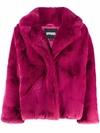 Apparis Long-sleeved Faux-fur Coat In Raspberry