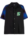 Just Don Black Colour-block Short-sleeved Shirt In Black