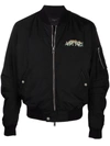 Amiri Mens Black Cherub Graphic-print Woven Bomber Jacket 38 In Black