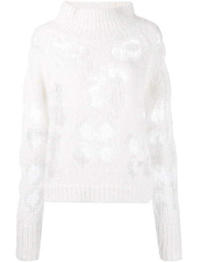 Cecilie Bahnsen Distressed-effect Roll-neck Jumper In White