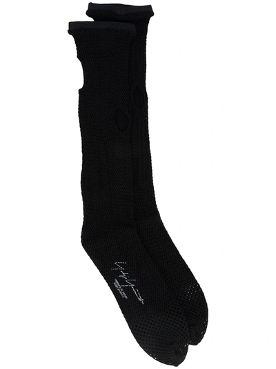Yohji Yamamoto Logo-print Lace Socks In Black