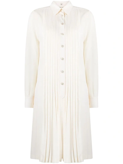 Pre-owned Hermes  Pleated Silk Jumpsuit In White