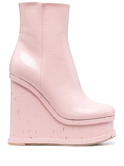 Haus Of Honey Laquer Doll 130mm Wedge Boots In Pink
