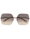 Chloé Noore Oversize Frame Sunglasses In Brown