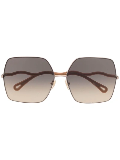 Chloé Noore Oversize Frame Sunglasses In Brown