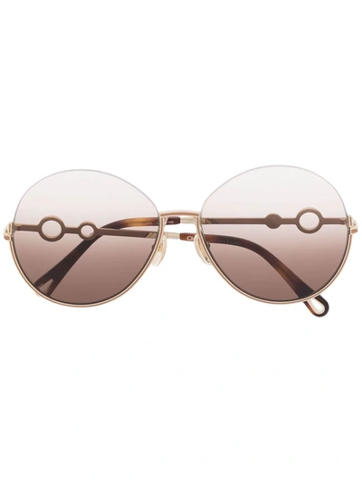 Chloé Sofya Round Frame Sunglasses In Gold