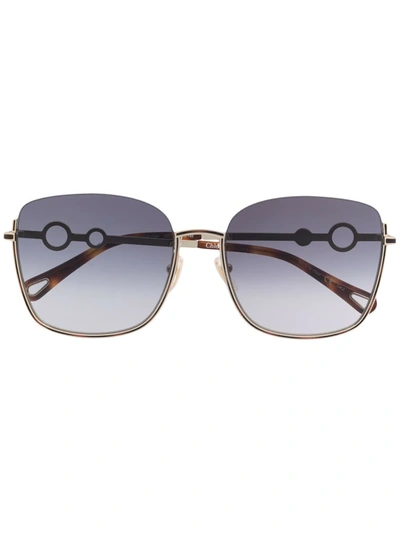 Chloé Sofya Oversized Frame Sunglasses In Gold