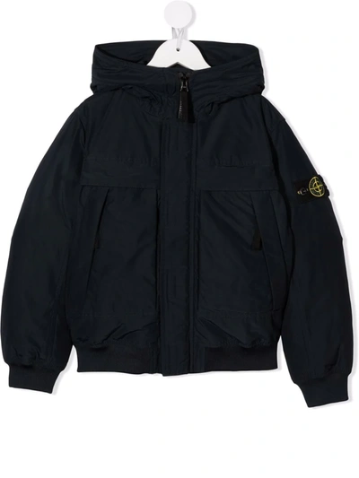 Stone Island Junior Kids' Logo-patch Padded Jacket In Blue